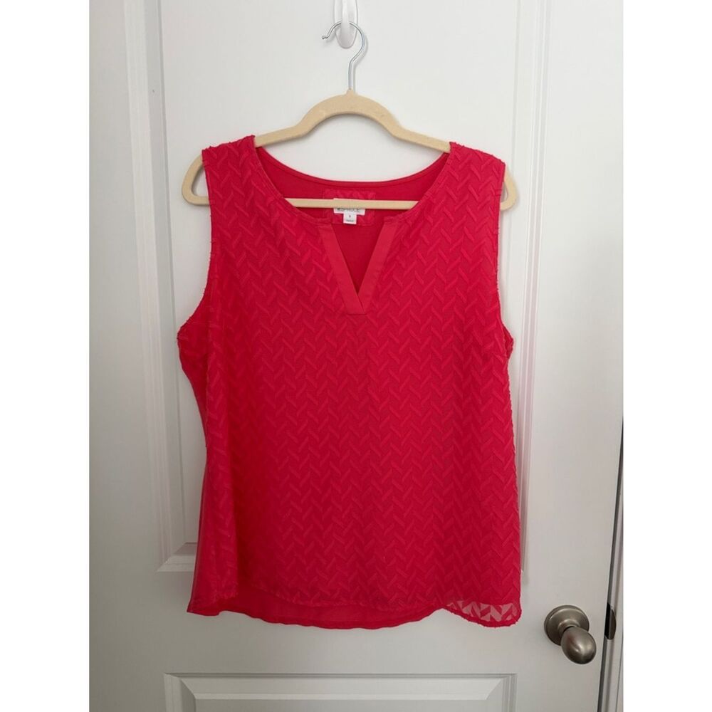 Market & Spruce Textured V-Neck Sleeveless Top - Red